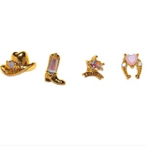 Cowboy Country Western Set of 4 Stud Earrings